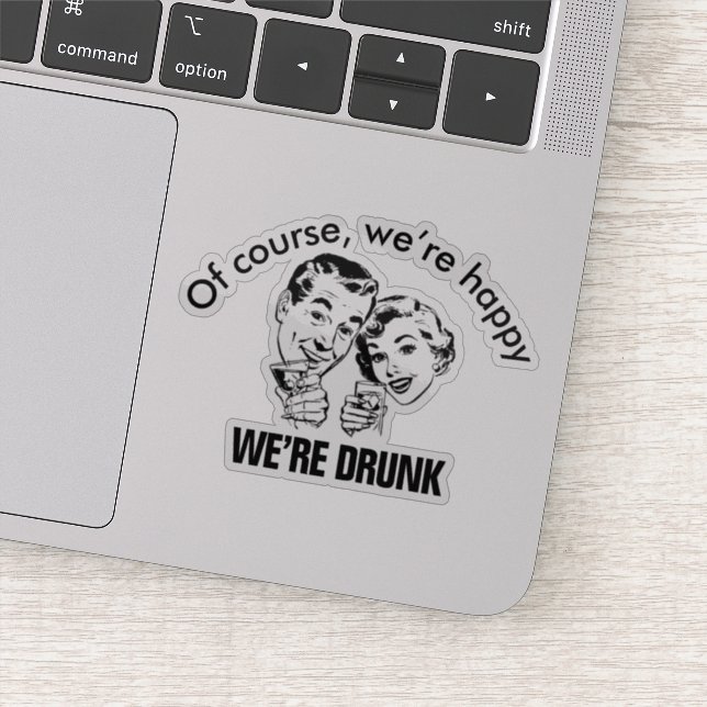 Retro Funny Drinking Couple Sticker (Detail)