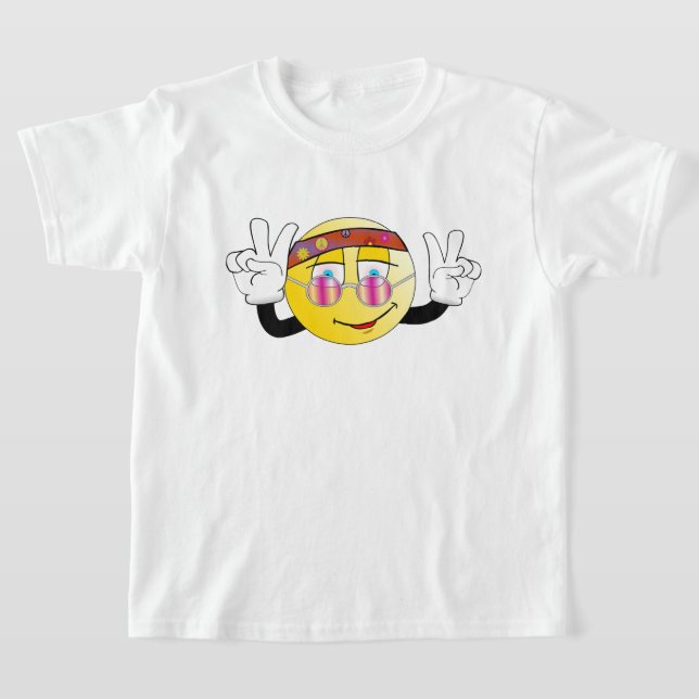 Retro funny Emoji peace design T-Shirt. T-Shirt (Laydown)