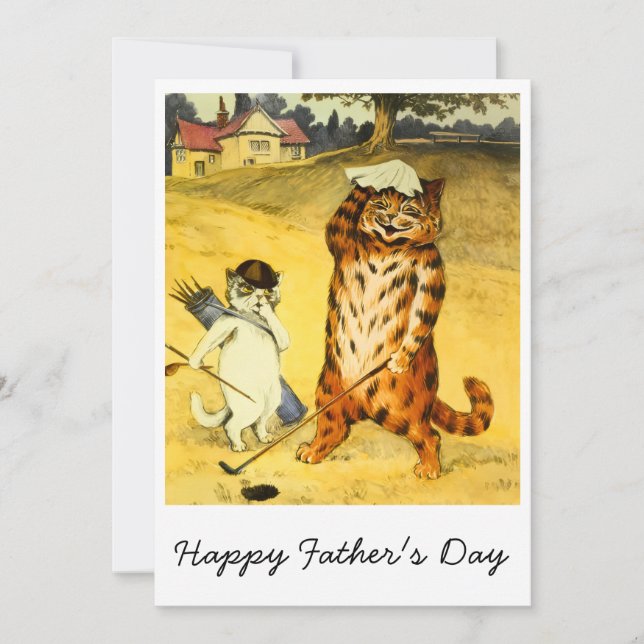 Retro Funny Father's Day Golfing Cat & Caddie (Front)
