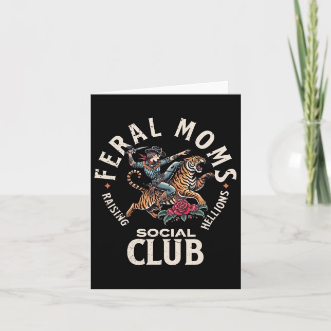 Retro Funny Feral Moms Social Club Sarcastic Sayin Card (Front)