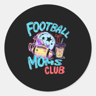 Retro funny football moms club game day team classic round sticker