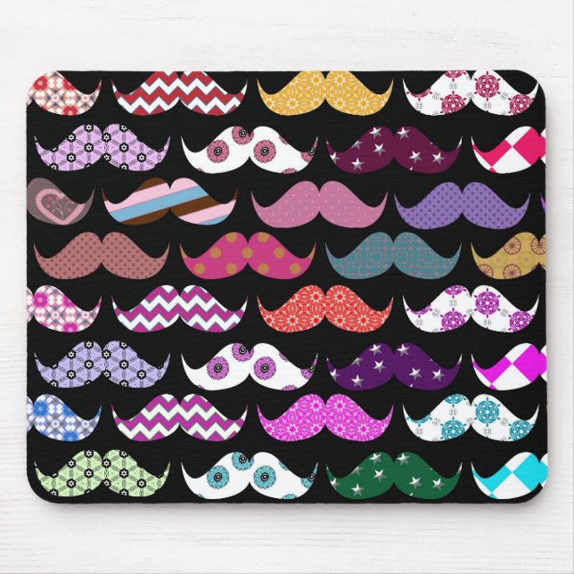 Retro Funny Girly Mustache Moustache Pattern Mouse Pad (Front)