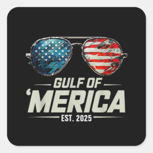 Retro Funny Gulf Of USA America 2025 Sunglasses Square Sticker