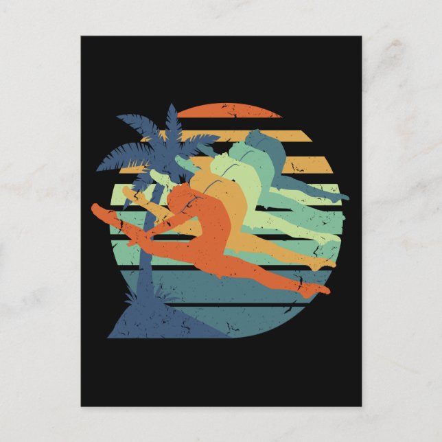 Retro Funny Gymnastic Women Acrobatic Sports Lover Postcard (Front)