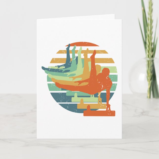 Retro Funny Gymnastics Men Acrobatic Sports Lover Card (Front)