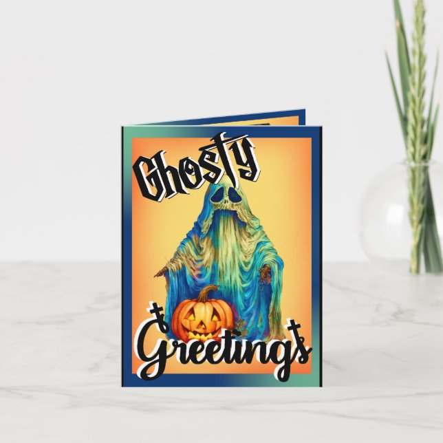 Retro Funny Halloween  Letterpress Thank You Card (Front)