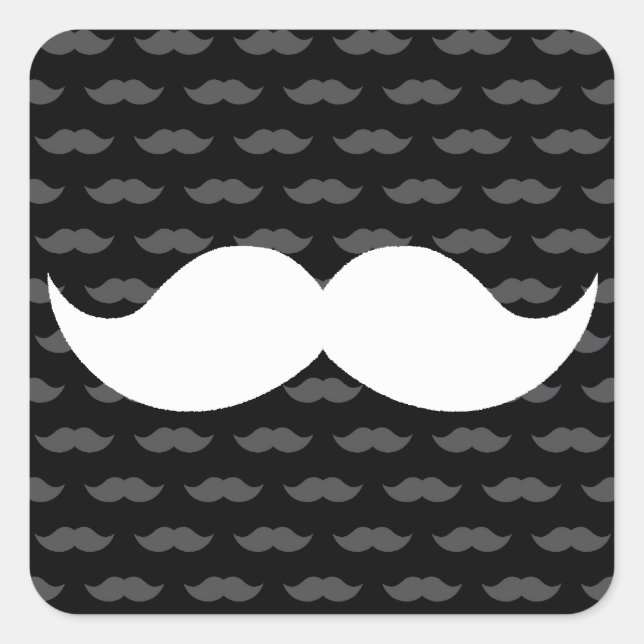 Retro Funny Handlebar Mustache Moustache Square Sticker (Front)
