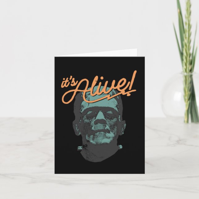 Retro Funny It's Alive Frankenstein Monster Spooky Card (Front)