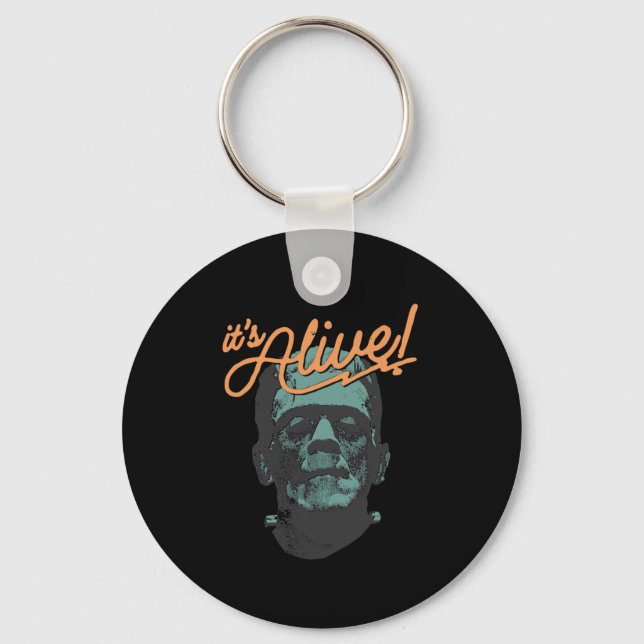 Retro Funny It's Alive Frankenstein Monster Spooky Keychain (Front)