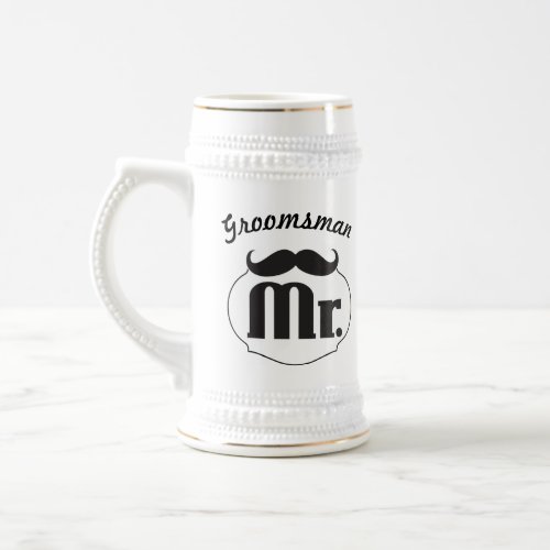 Retro Funny Mr Mustache Groom Beer Stein