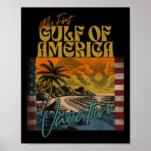 Retro Funny My First Gulf Of Usa America Vacation Poster
