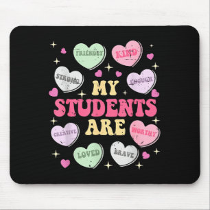 Retro Funny My Students Are Valentine Teacher Hear Mouse Pad