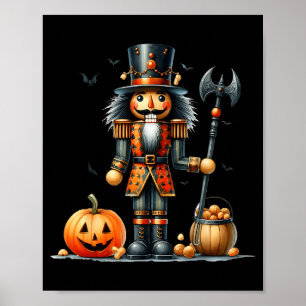 Retro Funny Nutcracker And Pumkins Hallothanksmas  Poster