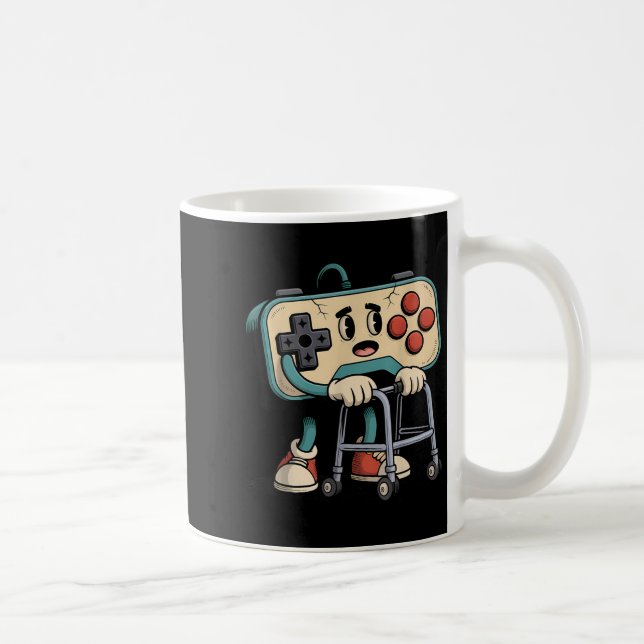 Retro Funny Old Gamer 80s 90s Clic Video Game Humo Coffee Mug (Right)