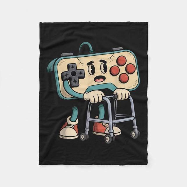 Retro Funny Old Gamer 80s 90s Clic Video Game Humo Fleece Blanket (Front)