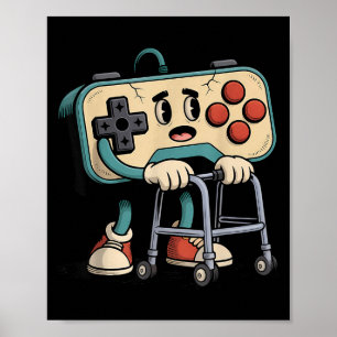 Retro Funny Old Gamer 80s 90s Clic Video Game Humo Poster