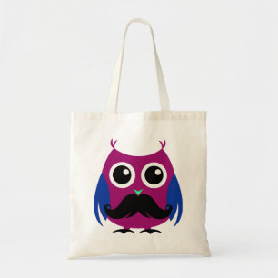 Retro Funny Owl with Handlebar Mustache Tote Bag