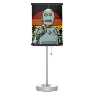 Retro funny robot needs oiling table lamp