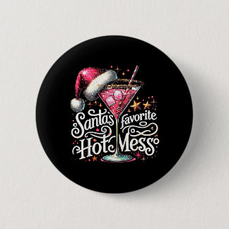 Retro Funny Santas Favorite Hot Mess Tail Button