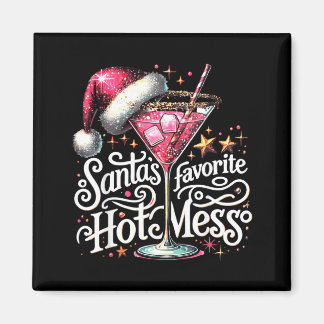 Retro Funny Santas Favorite Hot Mess Tail Magnet