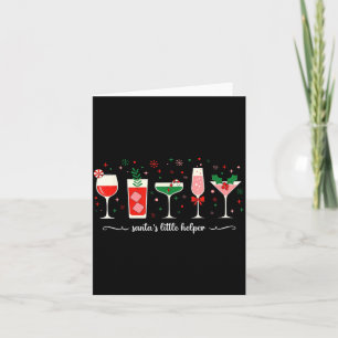 Retro Funny Santa's Little Helper Martini Merry Ch Card