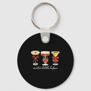 Retro Funny Santa's Little Helper Martini Merry Ch Keychain