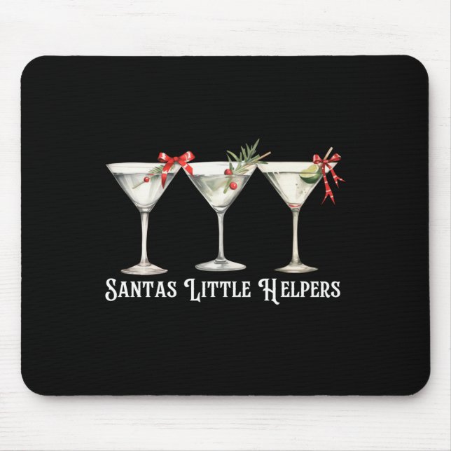 Retro Funny Santa's Little Helper Martini Merry Ch Mouse Pad (Front)
