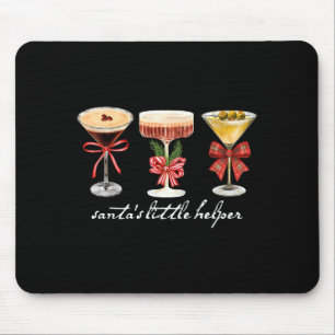 Retro Funny Santa's Little Helper Martini Merry Ch Mouse Pad