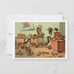Retro Funny School Time Anthropomorphic Cats Card