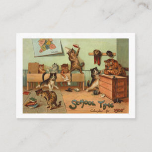 Retro Funny School Time Anthropomorphic Cats Enclosure Card