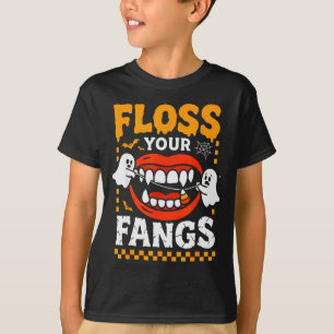 Retro Funny Teeth Floss Your Fangs Dentist Soky Ha T-Shirt