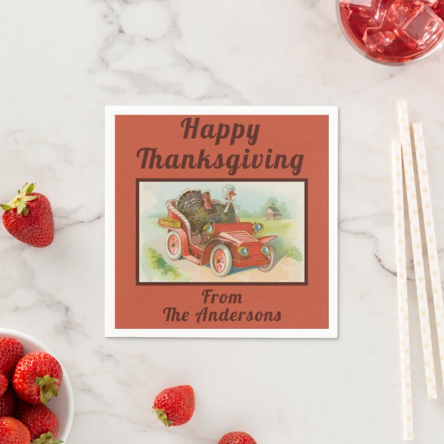 Retro Funny Thanksgiving Meme Cute Turkey Cartoon Napkins (Insitu)
