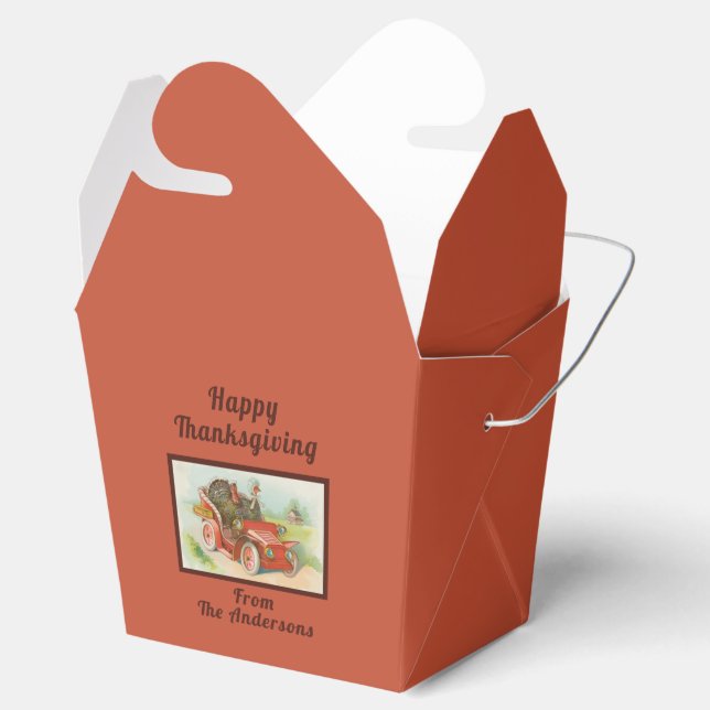 Retro Funny Thanksgiving Memes Cute Turkey Cartoon Favor Boxes (Opened)