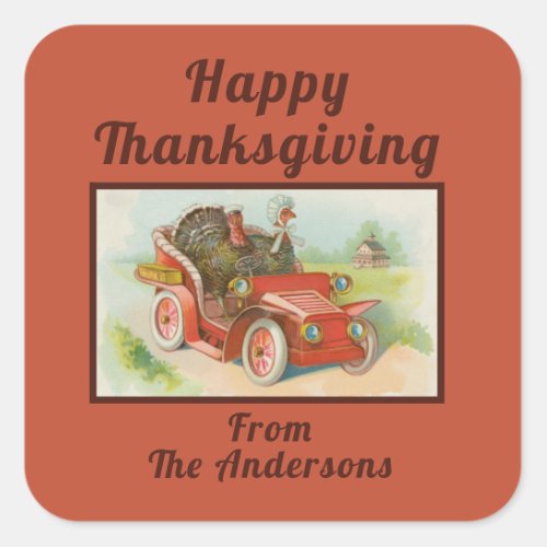 Retro Funny Thanksgiving Memes Cute Turkey Cartoon Square Sticker