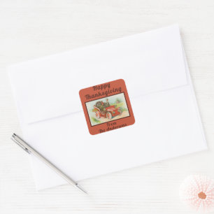 Retro Funny Thanksgiving Memes Cute Turkey Cartoon Square Sticker