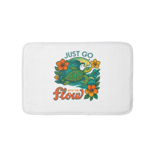 Retro Funny Turtle Shell Yeah Its Summer Bath Mat