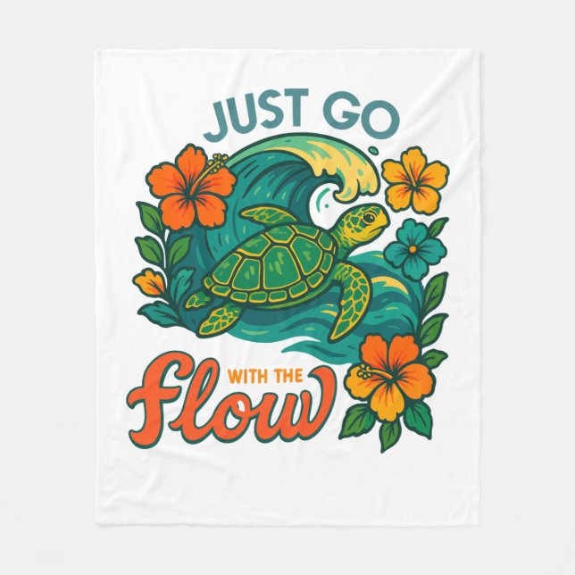 Retro Funny Turtle Shell Yeah Its Summer Fleece Blanket (Front)
