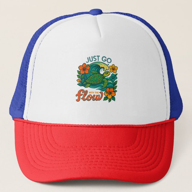 Retro Funny Turtle Shell Yeah Its Summer Trucker Hat (Front)
