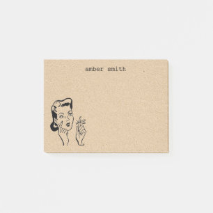 Retro Funny Vintage Woman Personalized Reminder Post-it Notes