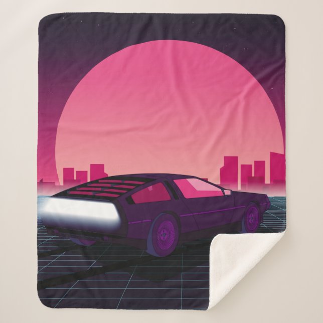 Retro future. 80s style sci-fi background with sup sherpa blanket (Front)