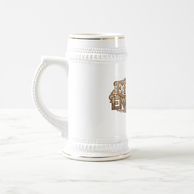 Retro-Future Botanical | Neon Hibiscus Synthwave A Beer Stein (Left)