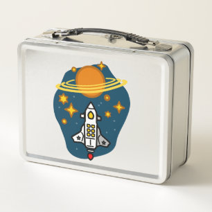 Retro Future Destination Saturn Metal Lunch Box