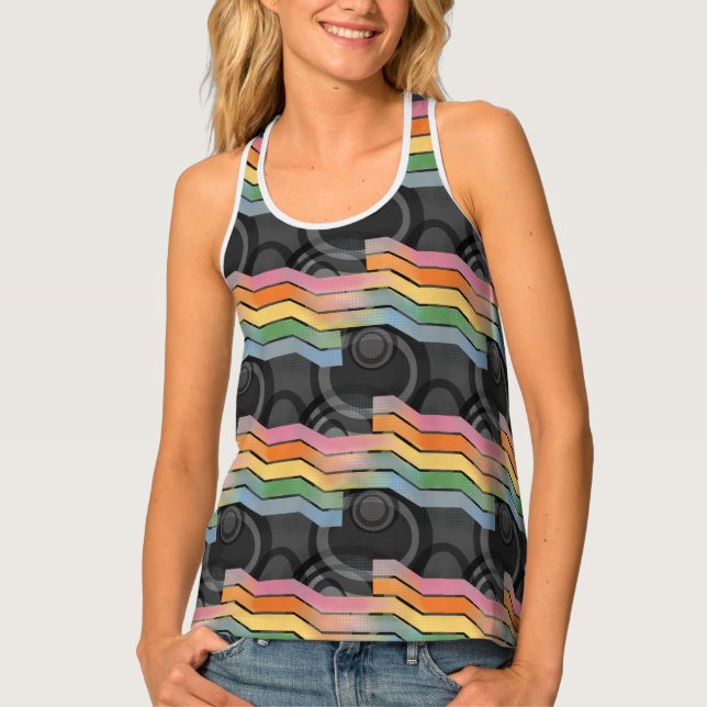 Retro Future Disco Rainbow Stripe Women's Tank Top (Front)
