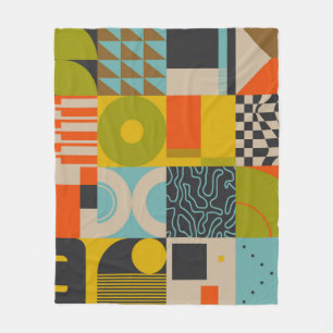 Retro future inspired artwork of abstract symbols fleece blanket