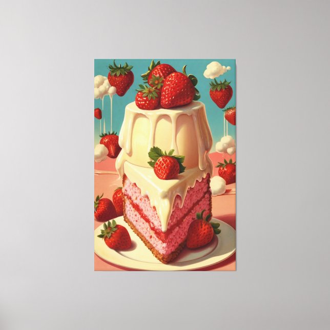 Retro future strawberry cake Canvas Print (Front)