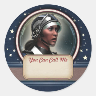 Retro Future Woman Name Tag Stickers