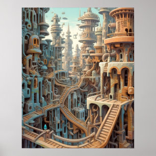Retro Futurism Art Poster