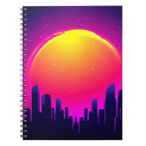 Retro Futurism futuristic synth wave illustration Notebook