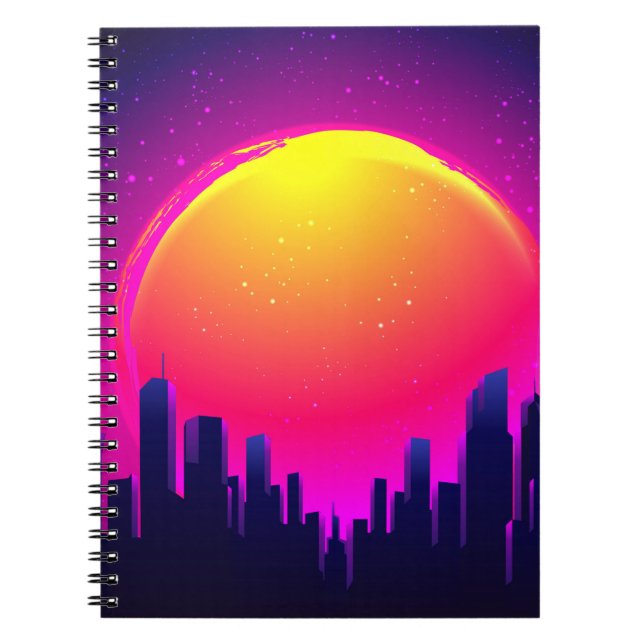 Retro Futurism. futuristic synth wave illustration Notebook (Front)