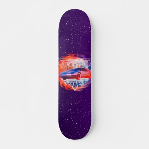 Retro Futurism Modern Car Synth Wave Night Galaxy Skateboard